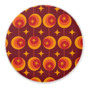 Bouton De Porte En Céramique Motif d'étoiles en explosion du milieu du siècle s
