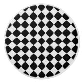Bouton De Porte En Céramique Motif diamant noir et blanc (Devant)