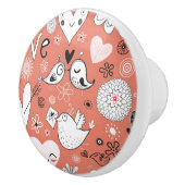 Bouton De Porte En Céramique Motif d'inséparables (Droite)