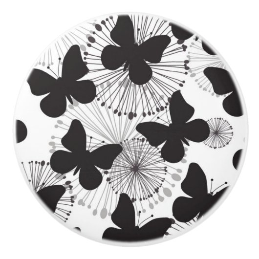 Bouton De Porte En Céramique motif d'un papillon (Devant)