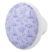 Bouton De Porte En Céramique Motif d'une ligne d'animal marin et voilier (Droite)