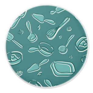 Bouton De Porte En Céramique Motif d'ustensiles de cuisine