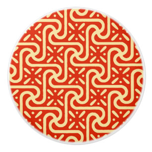 Bouton De Porte En Céramique Motif égyptien de tuile, orange de corail