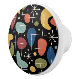 Bouton De Porte En Céramique Motif en étoile éclatée de style Mid Century Moder