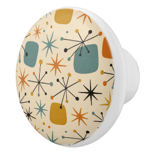 Bouton De Porte En Céramique Motif en forme d'étoile de style Mid Century Moder