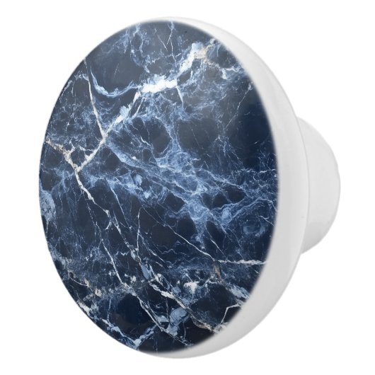 Bouton De Porte En Céramique Motif en marbre foncé bleu (Droite)