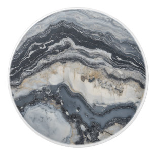 Bouton De Porte En Céramique Motif en marbre gris nature