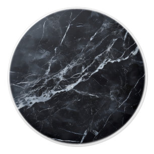 Bouton De Porte En Céramique Motif en marbre noir profond