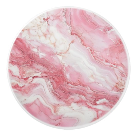 Bouton De Porte En Céramique Motif en marbre rose clair (Devant)