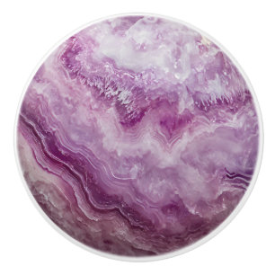 Bouton De Porte En Céramique Motif en marbre rose violet