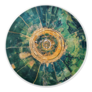 Bouton De Porte En Céramique Motif en pierre naturelle verte