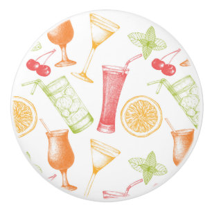 Bouton De Porte En Céramique Motif esquissé de cocktail