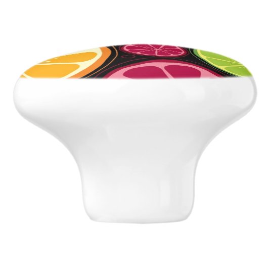 Bouton De Porte En Céramique Motif et arrière - plan oranges (Côté)