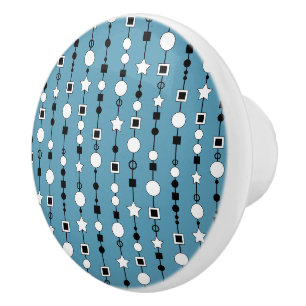 Bouton De Porte En Céramique Motif festif avec perles enfilées et étoile de bij