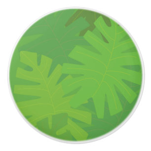 Bouton De Porte En Céramique Motif feuille de jungle