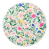Bouton De Porte En Céramique Motif floral (Devant)
