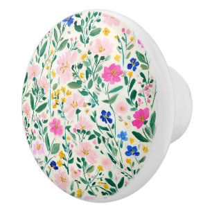 Bouton De Porte En Céramique Motif floral