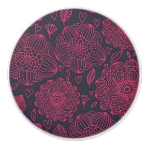 Bouton De Porte En Céramique Motif floral 12