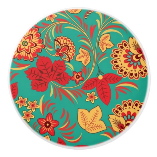 Bouton De Porte En Céramique Motif floral 2 (Devant)