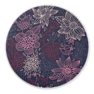 Bouton De Porte En Céramique Motif floral 4 3