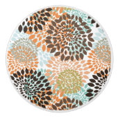 Bouton De Porte En Céramique Motif floral 6 (Devant)