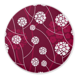 Bouton De Porte En Céramique Motif floral abstrait