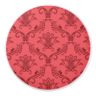 Bouton De Porte En Céramique Motif floral de damassé