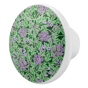 Bouton De Porte En Céramique Motif floral de lilas et vert