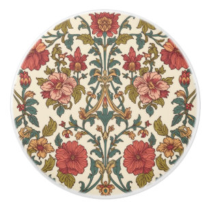 Bouton De Porte En Céramique Motif floral de roses roses antiques de William Mo