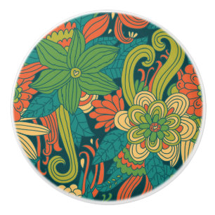 Bouton De Porte En Céramique Motif floral d'été