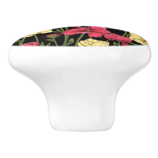 Bouton De Porte En Céramique Motif floral élégant 2 (Côté)