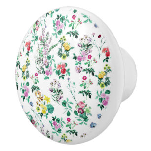 Bouton De Porte En Céramique Motif floral estival léger et joli
