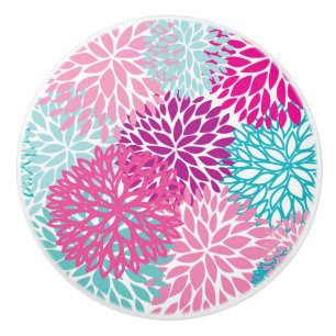 Bouton De Porte En Céramique Motif floral lumineux 2