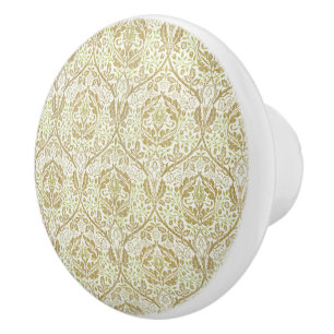 Bouton De Porte En Céramique Motif floral or élégant
