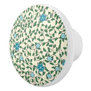 Bouton De Porte En Céramique Motif floral sans couture sur fond beige