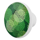 Bouton De Porte En Céramique Motif floral vert (Droite)