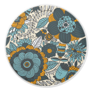 Bouton De Porte En Céramique Motif floral vintage