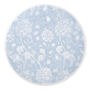 Bouton De Porte En Céramique Motif Floral William Morris en bleu