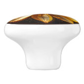Bouton De Porte En Céramique Motif Flower Dark Amber (Côté)