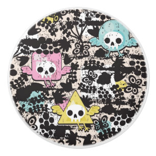 Bouton De Porte En Céramique Motif fou d'oiseaux