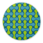 Bouton De Porte En Céramique Motif géométrique Abstrait rétro en bleu et vert (Devant)
