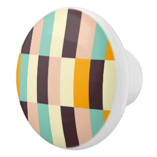 Bouton De Porte En Céramique Motif géométrique coloré avec des rayures vertical