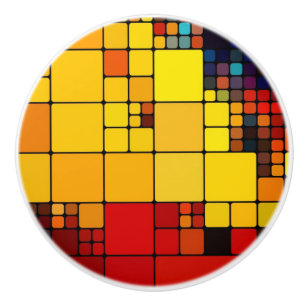 Bouton De Porte En Céramique Motif géométrique d'arc-en-ciel vibrant abstrait