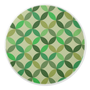 Bouton De Porte En Céramique Motif géométrique de cercles verts Modernité du mi