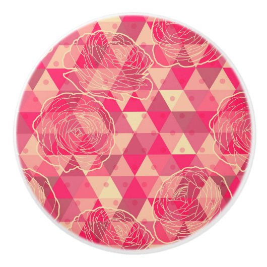 Bouton De Porte En Céramique Motif géométrique de fleur (Devant)