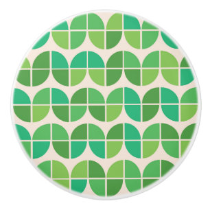 Bouton De Porte En Céramique Motif géométrique de milieu de siècle vert menthe