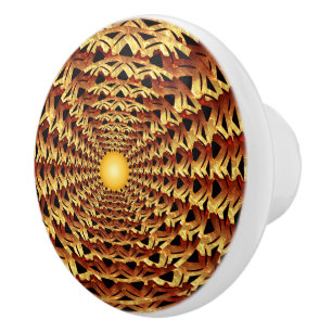 Bouton De Porte En Céramique Motif géométrique du panier rond