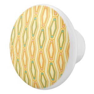 Bouton De Porte En Céramique Motif géométrique vibrant avec des formes hexagona