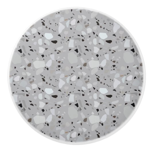 Bouton De Porte En Céramique Motif Grey Terrazzo (Devant)