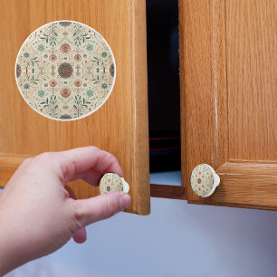 Bouton De Porte En Céramique Motif Herbes Bohème
